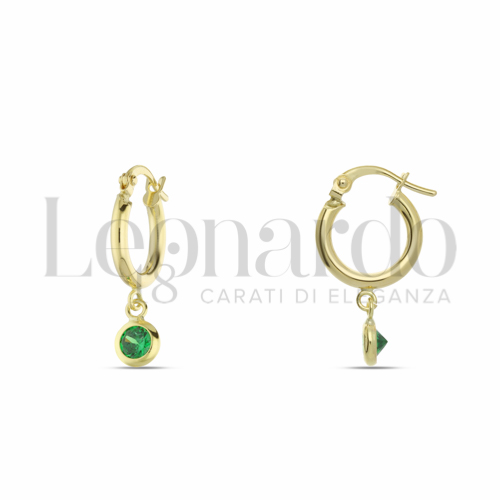 8 mm Diametro con Zircone verde in Oro Giallo da 1,6gr.