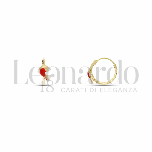 10 mm Diametro con Smalto Rosso e Smalto Bianco in Oro Giallo da 1gr.