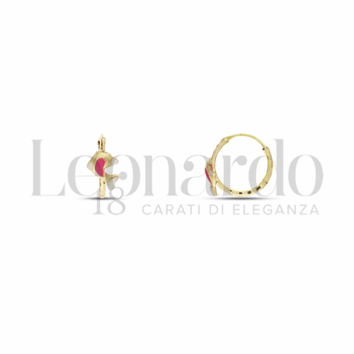 10 mm Diametro con Smalto Rosa e Smalto Bianco in Oro Giallo da 0,9gr.