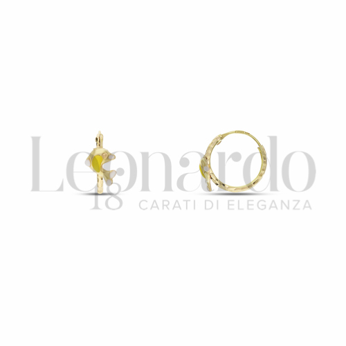 10 mm Diametro con Smalto Giallo e Smalto Bianco in Oro Giallo da 0,9gr.
