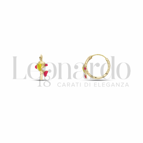 10 mm Diametro con Smalto Giallo e Smalto Rosa in Oro Giallo da 0,9gr.