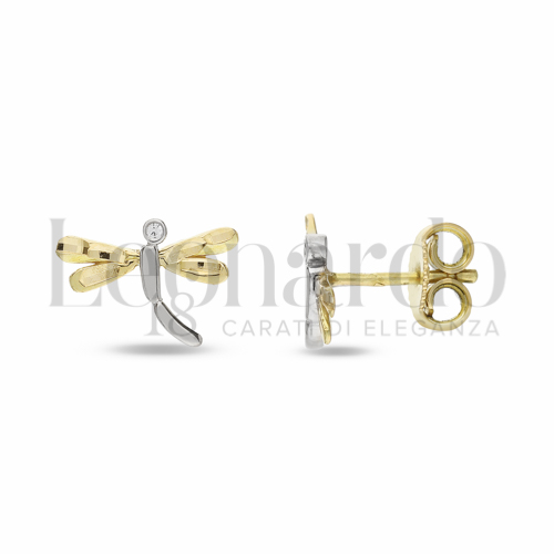 con Zircone bianco in Oro Bianco e Oro Giallo da 1,4gr.