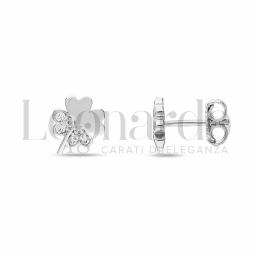 Misura o soggetto Quadrifoglio con Zircone bianco in Oro Bianco da 1,5gr.