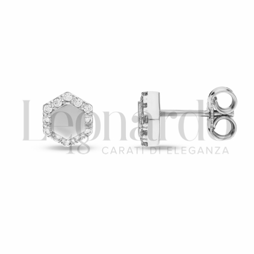 Misura o soggetto Esagono con Zircone bianco in Oro Bianco da 2gr.