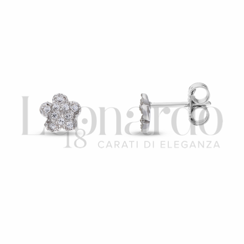 Soggetto o misura Fiore con Zircone bianco in Oro Bianco da 1,1gr.
