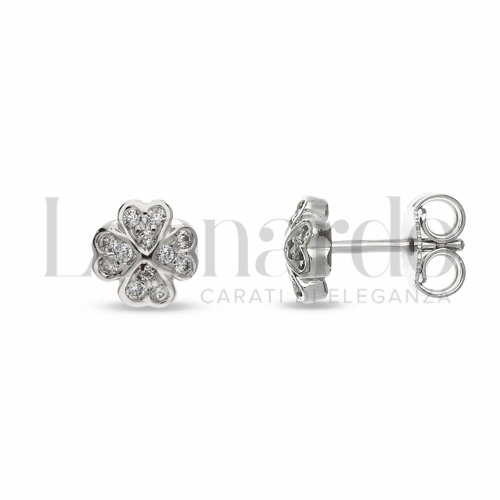 Misura o soggetto Quadrifoglio con Zircone bianco in Oro Bianco da 1,7gr.