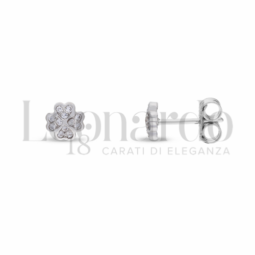 Soggetto o misura Quadrifoglio con Zircone bianco in Oro Bianco da 1,1gr.