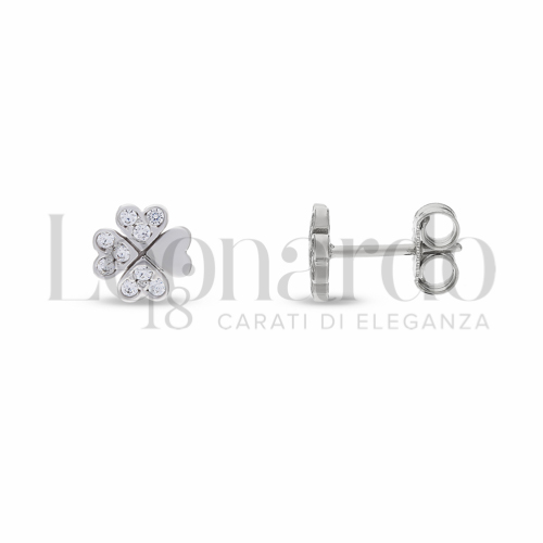 Soggetto o misura Quadrifoglio con Zircone bianco in Oro Bianco da 1,5gr.