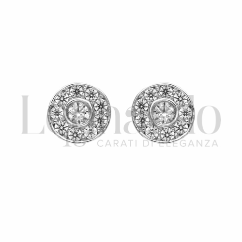 Misura o soggetto Tondo con Zircone bianco in Oro Bianco da 1,5gr.