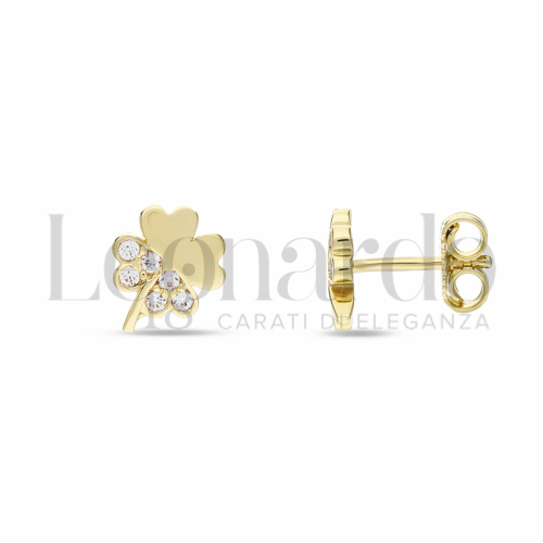 Misura o soggetto Quadrifoglio con Zircone bianco in Oro Giallo da 1,7gr.