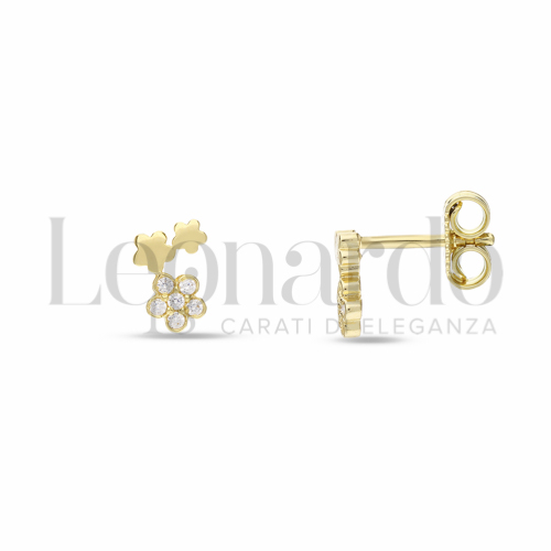 Misura o soggetto Fiore con Zircone bianco in Oro Giallo da 1,3gr.