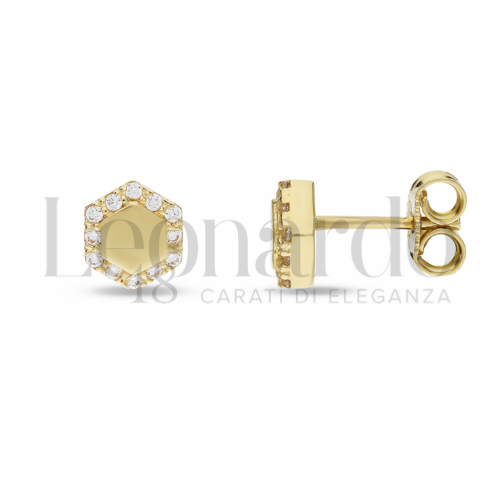 Misura o soggetto Esagono con Zircone bianco in Oro Giallo da 2,1gr.