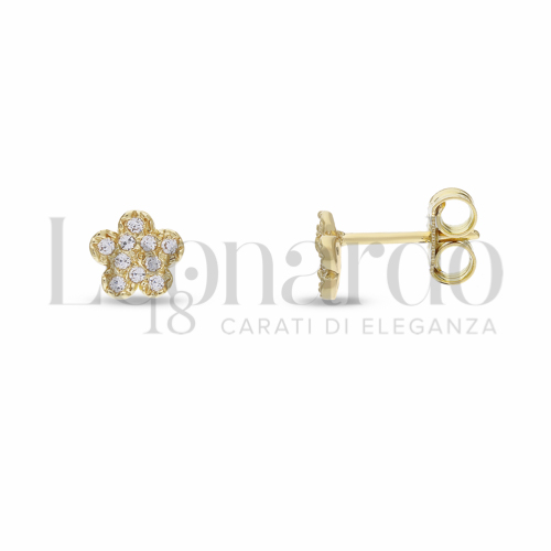 Soggetto o misura Fiore con Zircone bianco in Oro Giallo da 1,1gr.