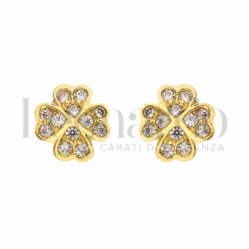 Misura o soggetto Quadrifoglio con Zircone bianco in Oro Giallo da 1,7gr.