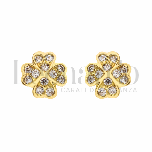 Soggetto o misura Quadrifoglio con Zircone bianco in Oro Giallo da 1,7gr.