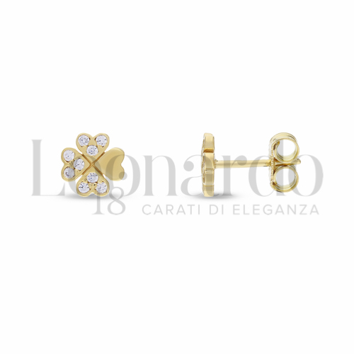 Soggetto o misura Quadrifoglio con Zircone bianco in Oro Giallo da 1,5gr.