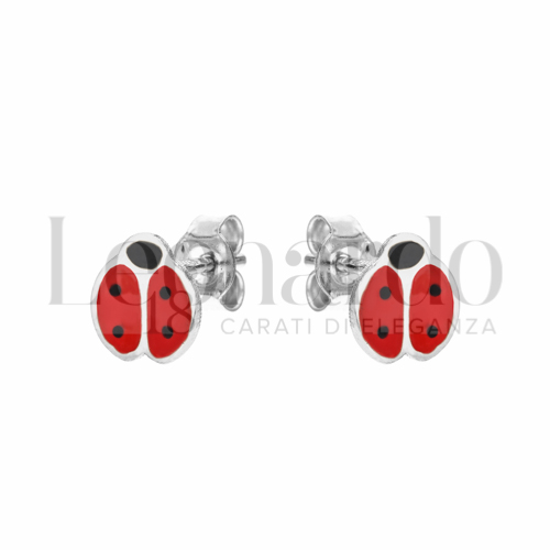 Misura o soggetto Coccinella con Smalto in Oro Bianco da 0,9gr.
