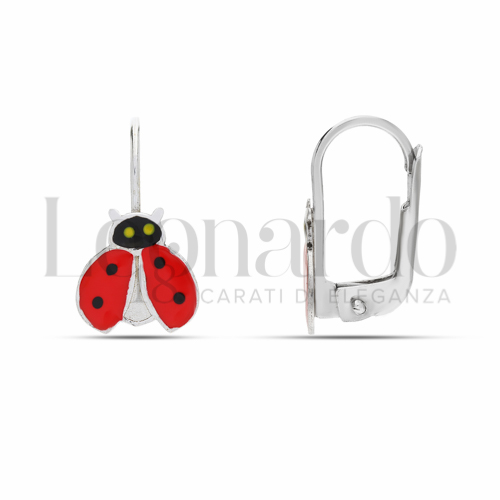 Misura o soggetto Coccinella in volo con Smalto in Oro Bianco da 1,8gr.