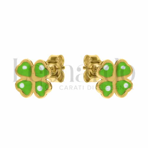 Misura o soggetto Quadrifoglio con Smalto in Oro Giallo da 0,9gr.