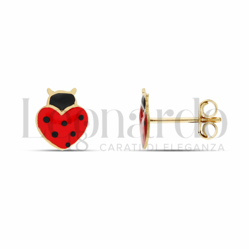 Misura o soggetto Coccinella a cuore con Smalto in Oro Giallo da 1gr.