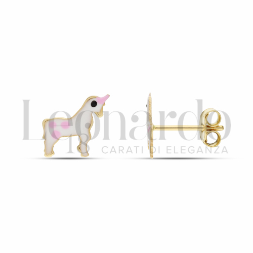 Misura o soggetto Unicorno con Smalto in Oro Giallo da 0,9gr.
