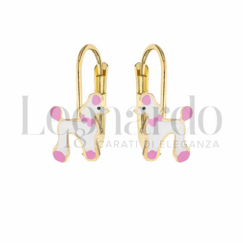 Misura o soggetto Barboncino con Smalto in Oro Giallo da 1,6gr.