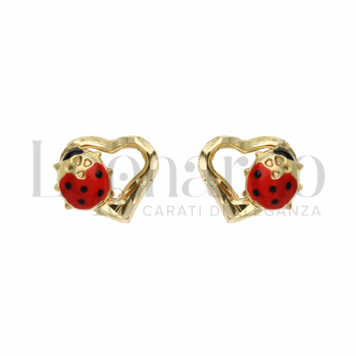 Misura o soggetto Coccinella con Smalto in Oro Giallo da 1,4gr.
