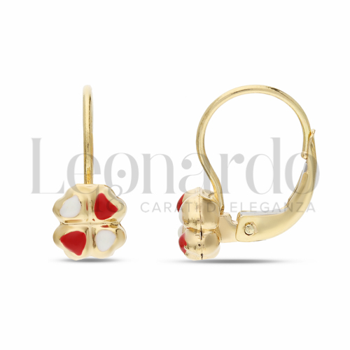 Misura o soggetto Quadrifoglio con Smalto in Oro Giallo da 1,8gr.