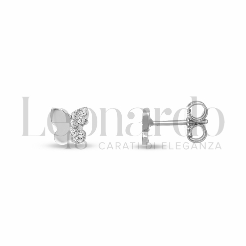 Misura o soggetto Farfalla con Mezzo Pavé di zirconi bianchi in Oro Bianco da 1gr.