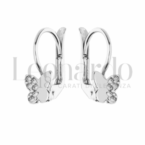 Misura o soggetto Farfalla con Mezzo Pavé di zirconi bianchi in Oro Bianco da 1,7gr.