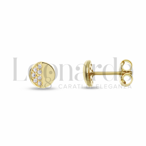 Misura o soggetto Tondo con Mezzo Pavé di zirconi bianchi in Oro Giallo da 1,4gr.