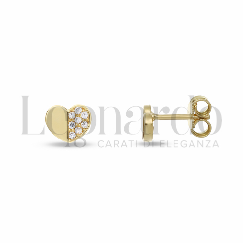 Misura o soggetto Cuore con Mezzo Pavé di zirconi bianchi in Oro Giallo da 1,3gr.