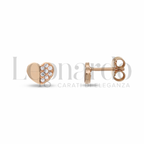 Misura o soggetto Cuore con Mezzo Pavé di zirconi bianchi in Oro Rosa da 1,2gr.