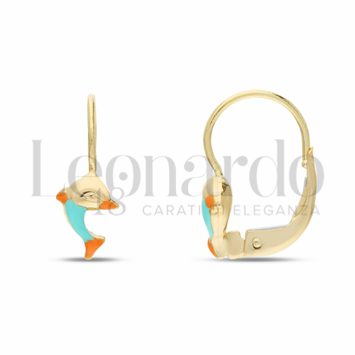 Misura o soggetto Delfino con Smalto blu in Oro Giallo da 1,6gr.