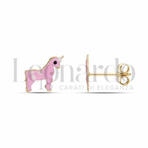 Misura o soggetto Unicorno con Smalto rosa in Oro Giallo da 0,9gr.