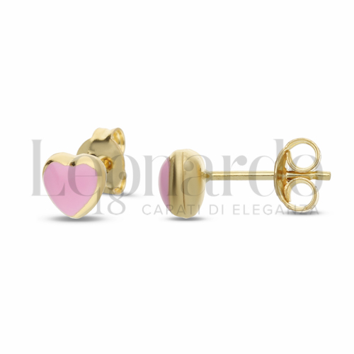 Misura o soggetto Cuore con Smalto rosa in Oro Giallo da 1,3gr.