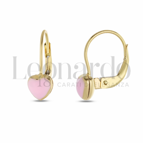 Misura o soggetto Cuore con Smalto rosa in Oro Giallo da 1,8gr.