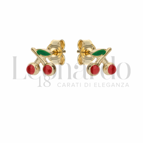 Misura o soggetto Ciliegie con Smalto rosso in Oro Giallo da 1,3gr.