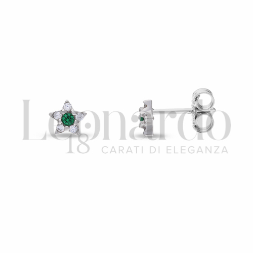 Soggetto o misura Stella con Zirconi verdi e zirconi bianchi in Oro Bianco da 1gr.