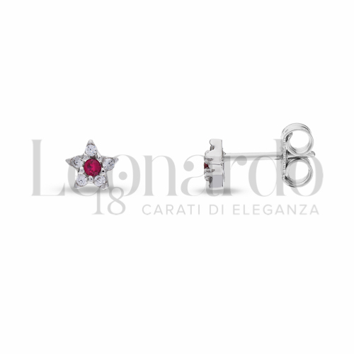 Soggetto o misura Stella con Zirconi rossi e zirconi bianchi in Oro Bianco da 1gr.