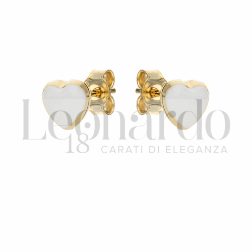 Misura o soggetto Cuore con Smalto Bianco in Oro Giallo da 1,4gr.