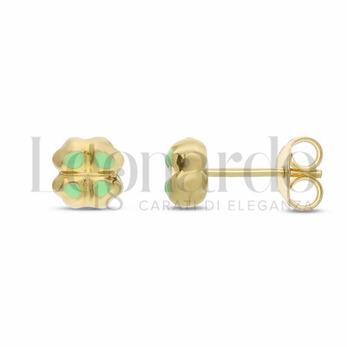 Misura o soggetto Quadrifoglio con Smalto Verde in Oro Giallo da 1,4gr.