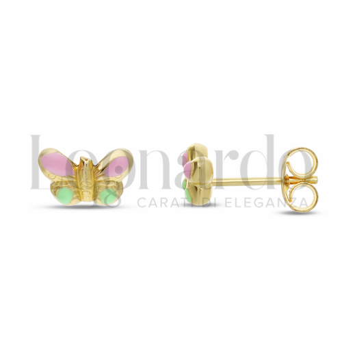 Misura o soggetto Farfalla con Smalto verde e rosa in Oro Giallo da 1,4gr.