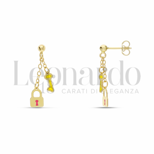 Finitura o soggetti Lucchetto e chiave con Smalto in Oro Giallo da 1,4gr.