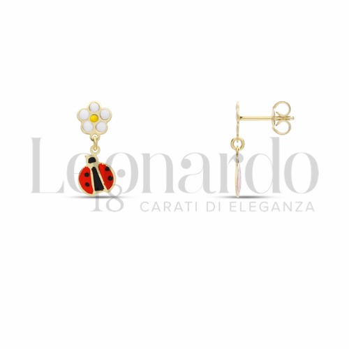 Finitura o soggetti Coccinella con Smalto in Oro Giallo da 1,3gr.