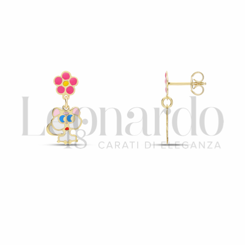 Finitura o soggetti Gatto con Smalto in Oro Giallo da 1,3gr.