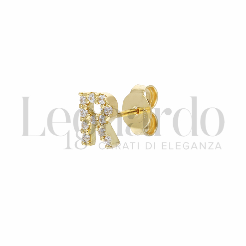 Lettera Stampatello con Zircone bianco in Oro Giallo da 0,8gr.