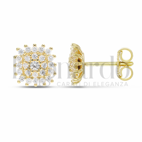 Forma Quadrato con Zircone bianco in Oro Giallo da 2,4gr.