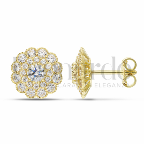 Forma Fiore con Zircone bianco in Oro Giallo da 3,5gr.
