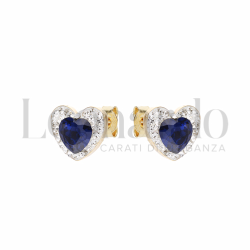 Forma Cuore con Resina, zirconi e pietra blu in Oro Giallo da 1,2gr.